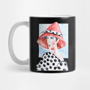 Woman In red hat Mug